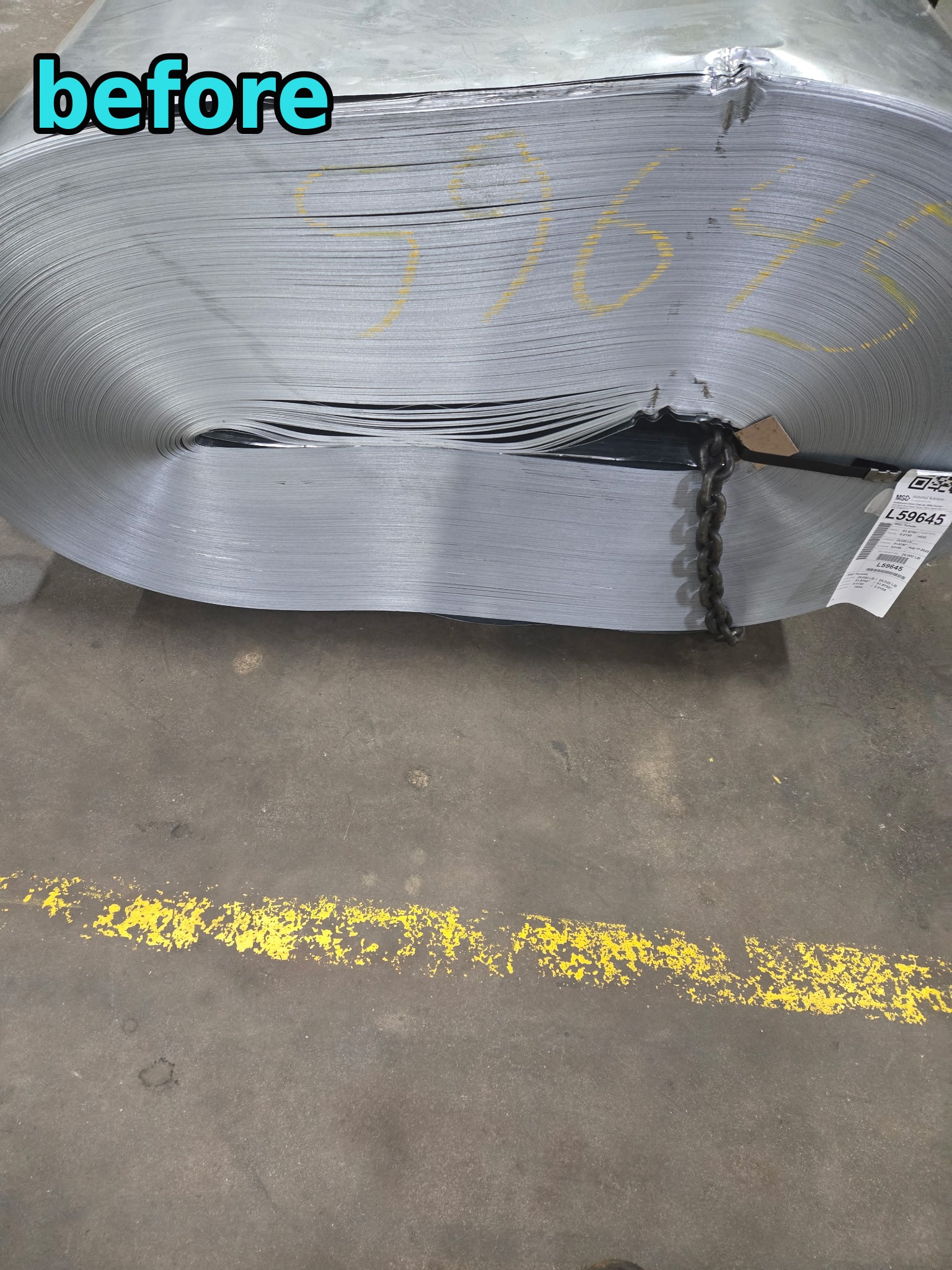 Damaged coil before repair — job 04